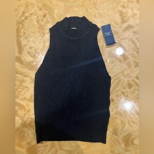 Abercrombie & Fitch Black Ribbed Sleeveless Sweater Top